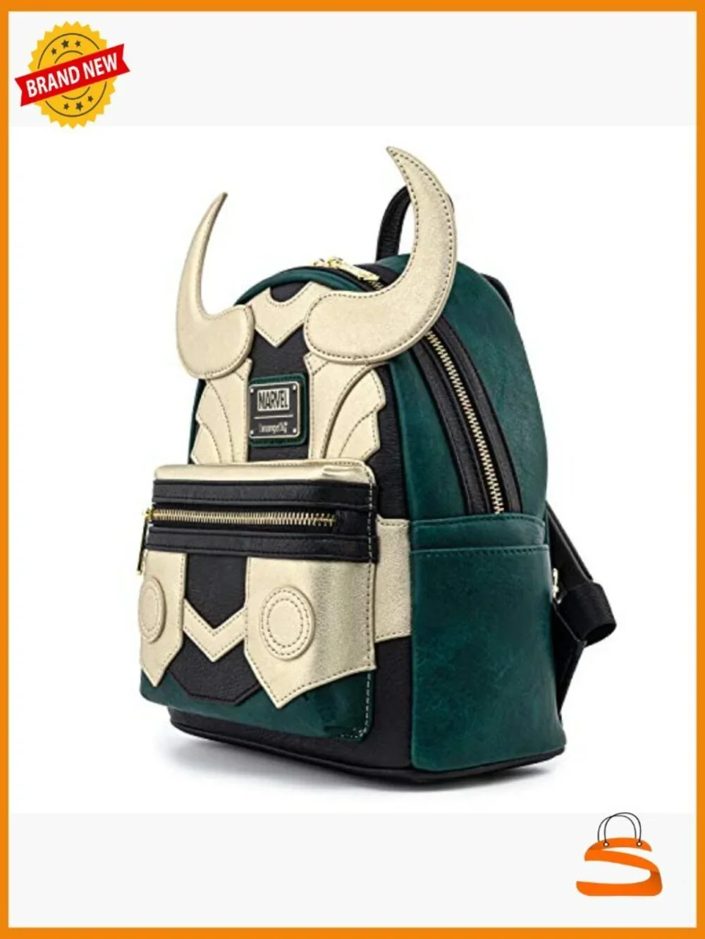 Loungefly Marvel Loki Cosplay Faux Leather Double Strap Shoulder Bag Purse